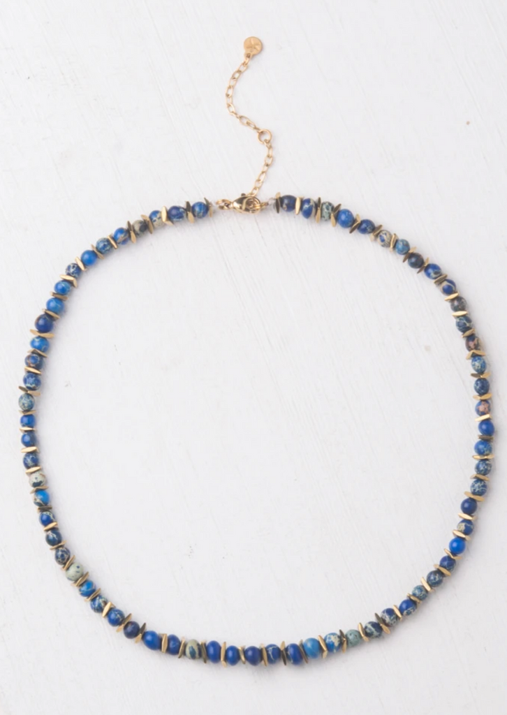Navy Blue Beaded Choker Necklace, Give freedom & create careers for exploited girls & women!