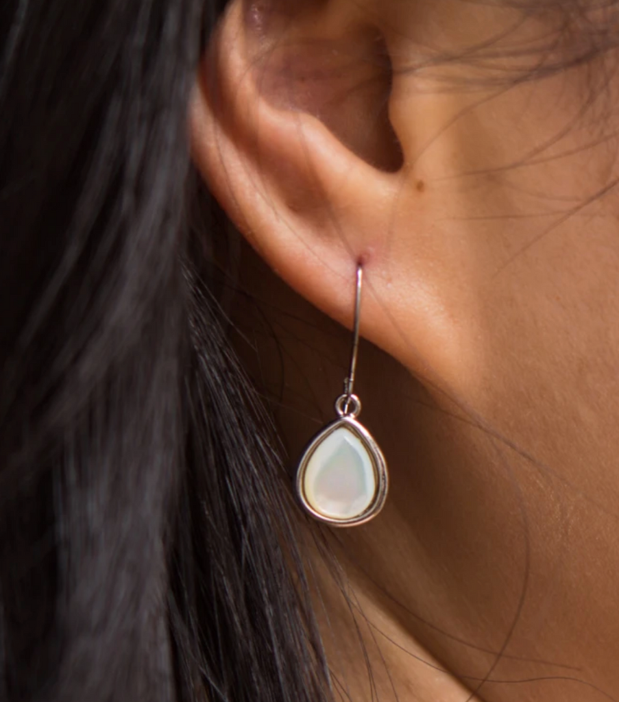 Silver Mother Of Pearl Earrings- Give Freedom To Girls & Women
