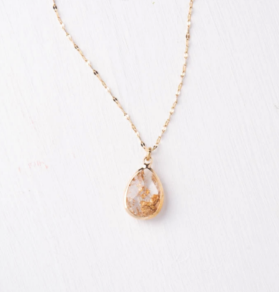 Blush Glass & Gold Pendant Necklace- Gives Freedom to Women & Girls