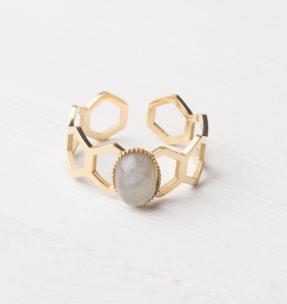 Gray Labradorite Adjustable Gold Ring- Give Freedom To Girls & Women!