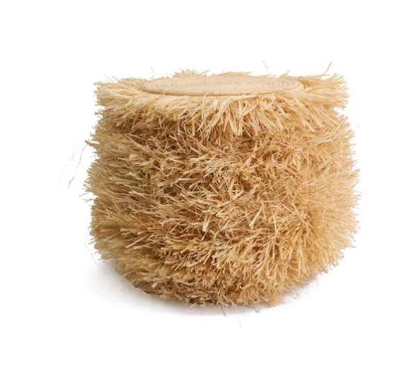 Fringed Natural Stool or Side-Table, Fair Trade, Handmade in Uganda