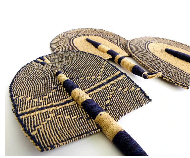 10-Piece Set of Handwoven African Fans, Fair Trade made in Ghana