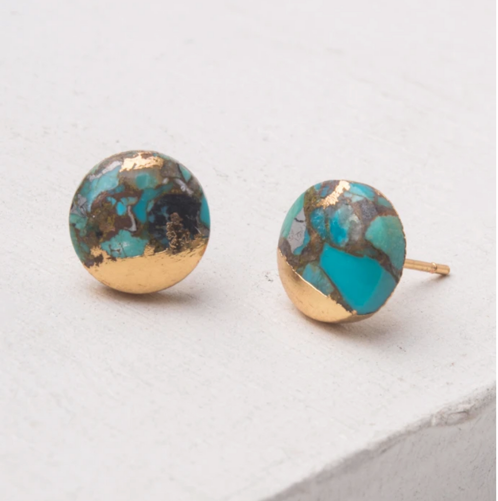 Turquoise and Gold Stud Earrings- Give Freedom To Women & Girls!