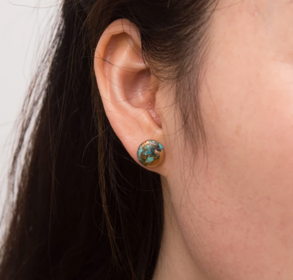 Turquoise and Gold Stud Earrings- Give Freedom To Women & Girls!