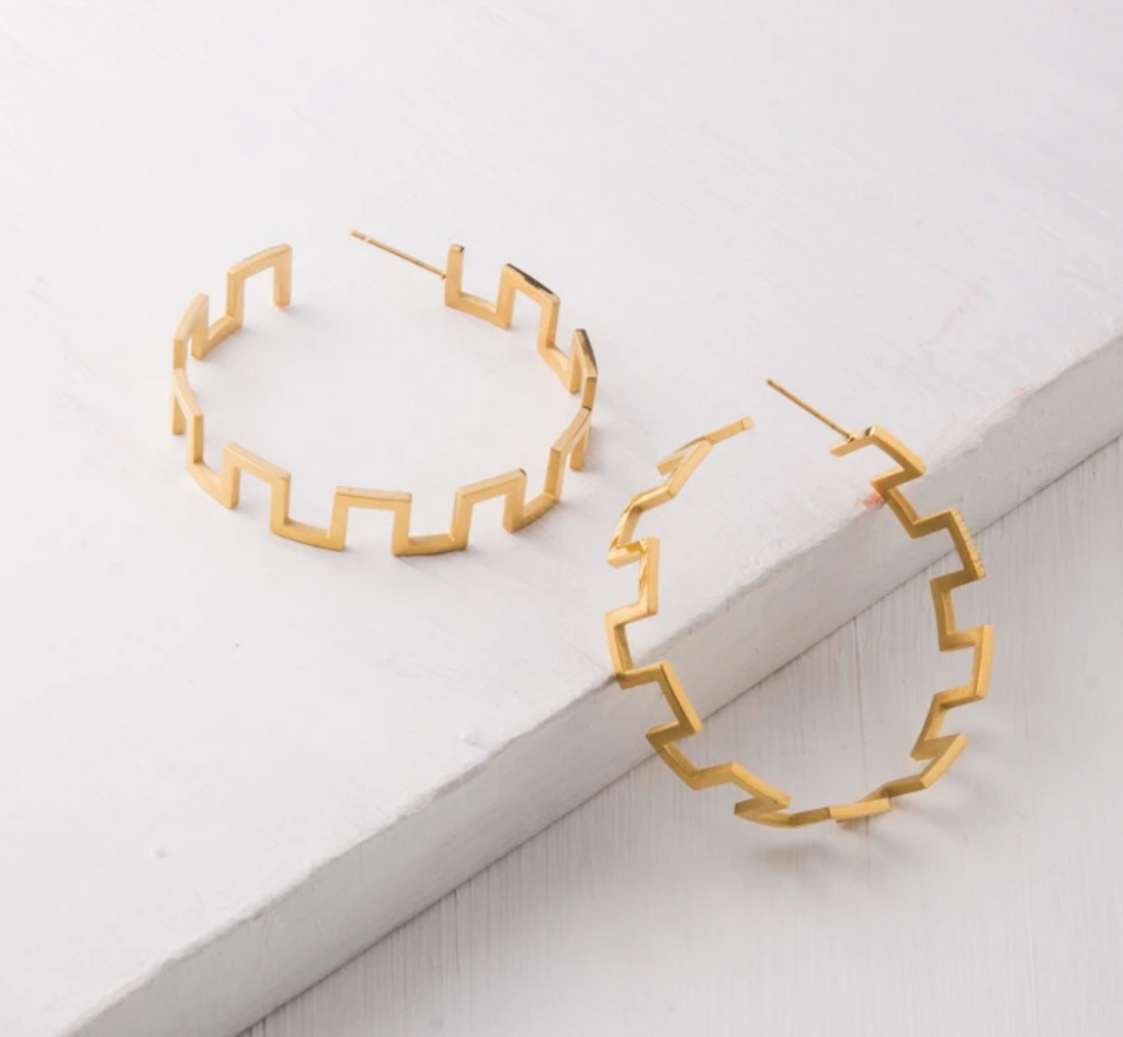 Gold Geometric Modern Hoop Earrings, Give freedom to exploited girls & women!