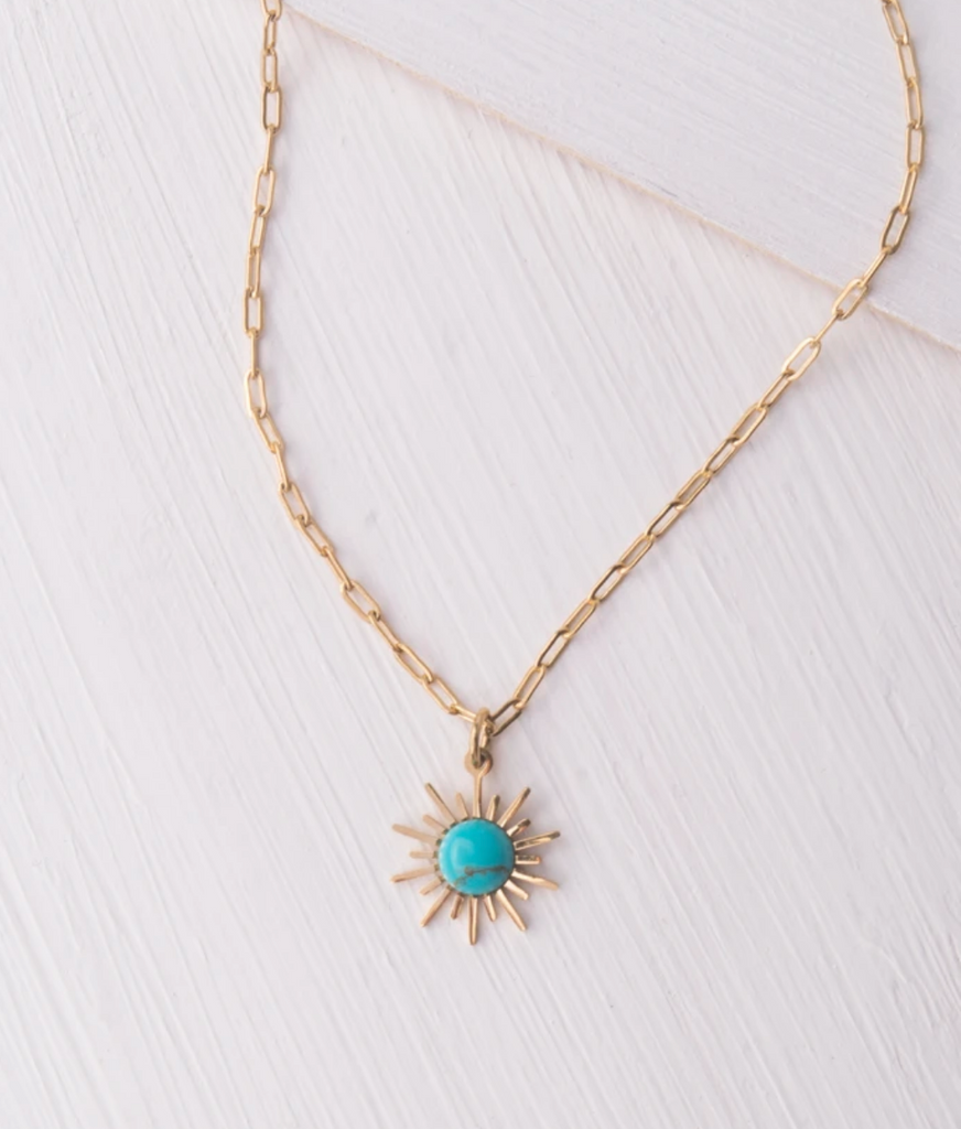 Gold & Turquoise Sun Necklace, Give freedom to girls & women!