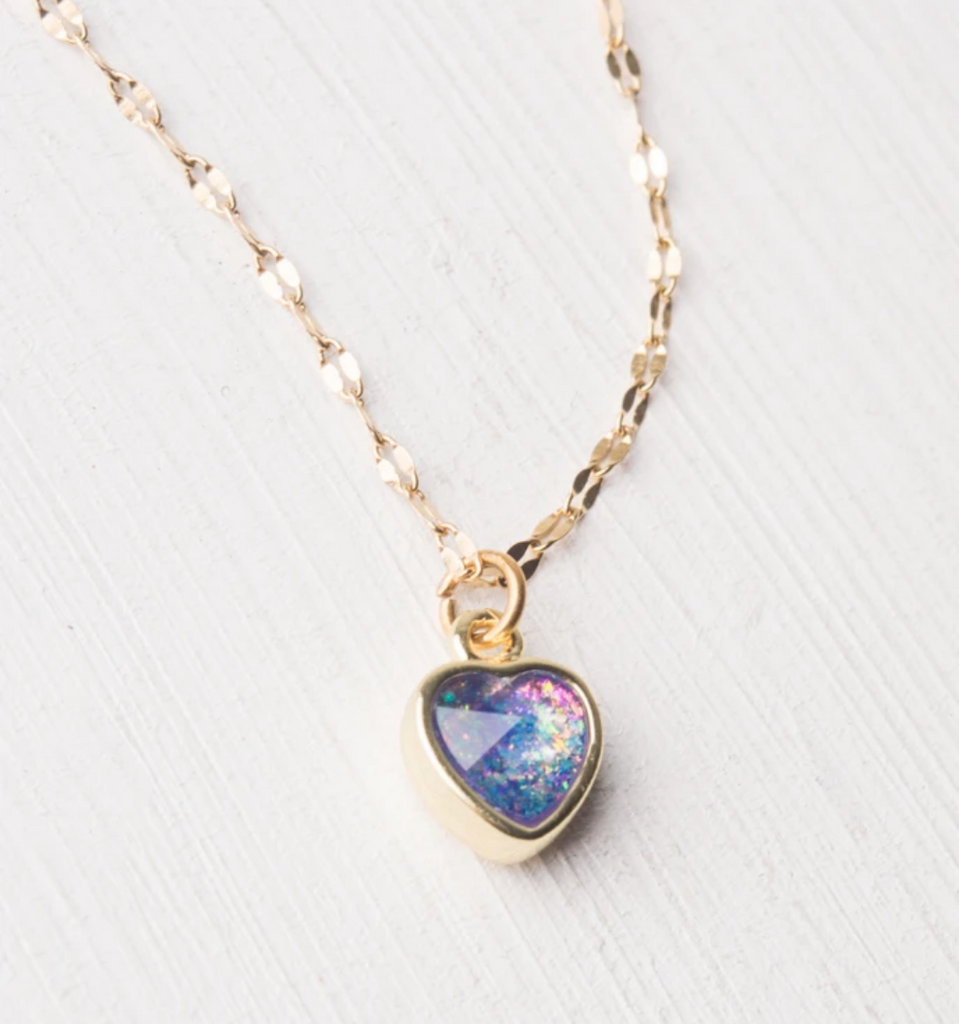 Blue Opal Gold Heart Pendant Necklace- Gives Freedom to Women