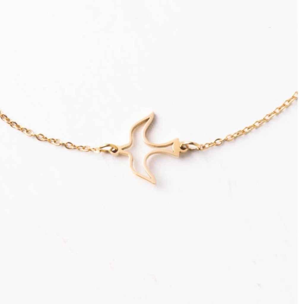 Gold Sparrow Bird Independence Necklace, Give freedom to exploited girls & women!