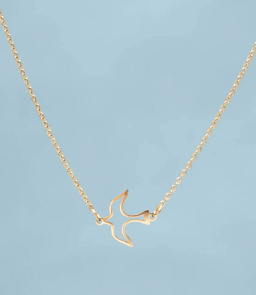 Gold Sparrow Bird Independence Necklace, Give freedom to exploited girls & women!
