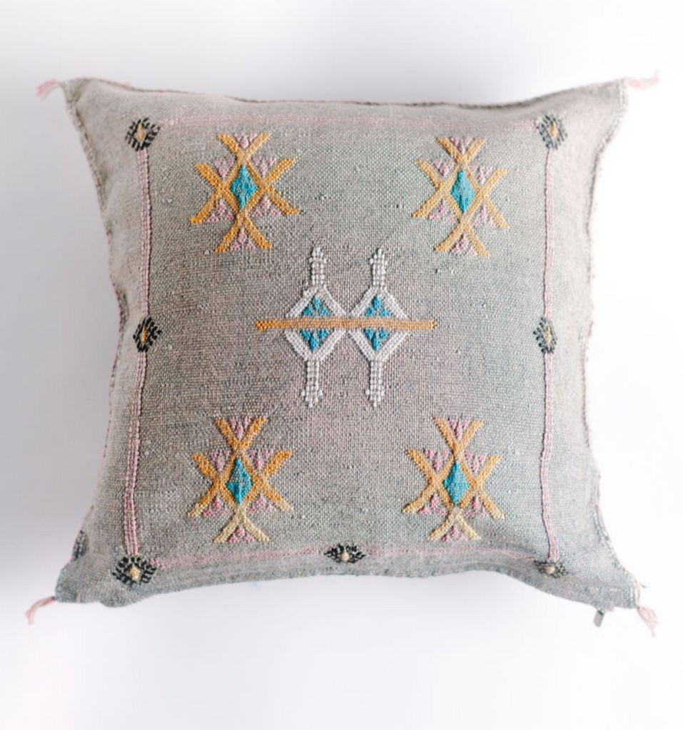 18" Hand Spun & Woven Grey Silk Pillow, Fair Trade