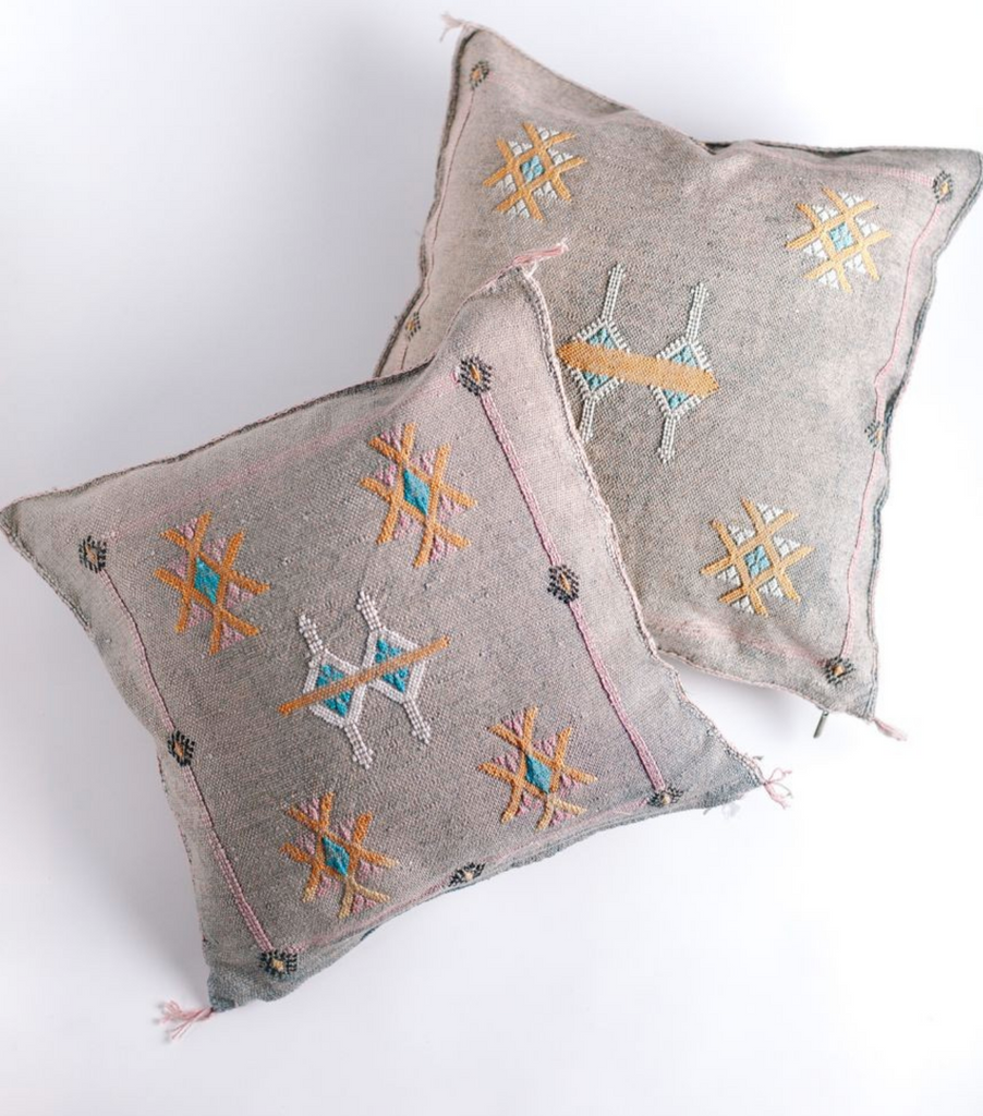 18" Hand Spun & Woven Grey Silk Pillow, Fair Trade