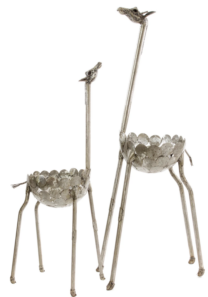 Large outdoor giraffe plant holders- recycled metal, Fair Trade from Kenya