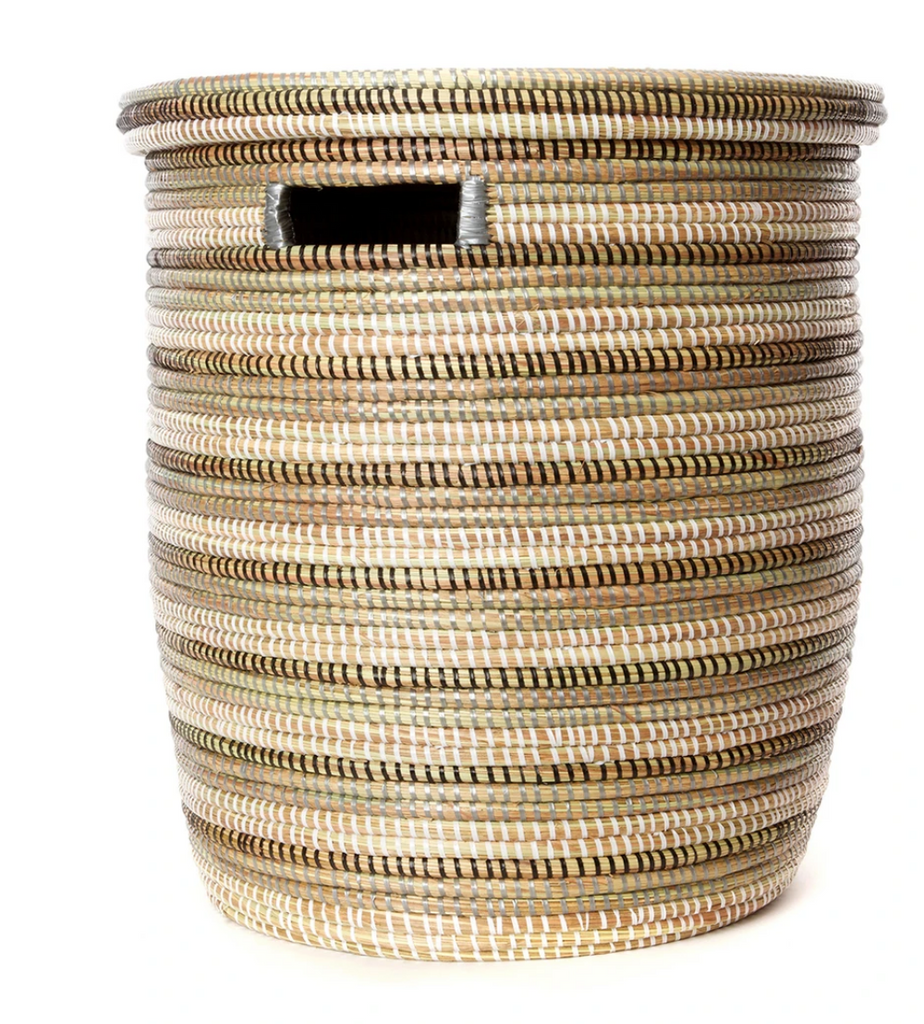 Striped Hamper Laundry Storage Basket- Fair Trade-Eco-Friendly- Handmade