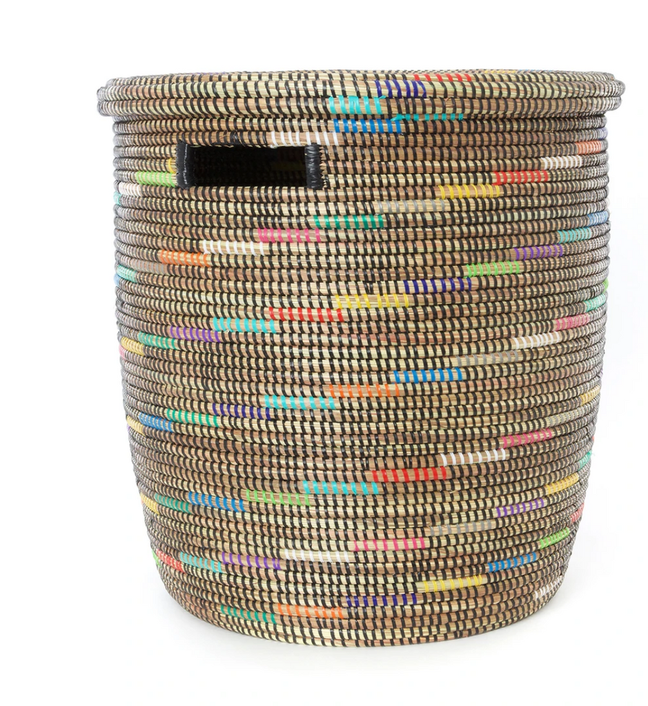Natural & Rainbow Swirl Hamper Laundry Storage Basket- Fair Trade-Eco-Friendly- Handmade