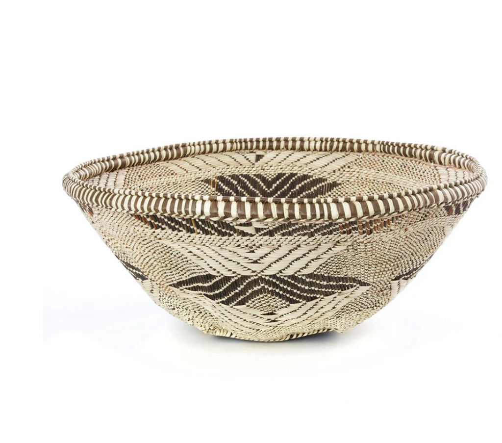 Large Hand Woven Palm Leaf Basket Bowl, Fair Trade from Zambia