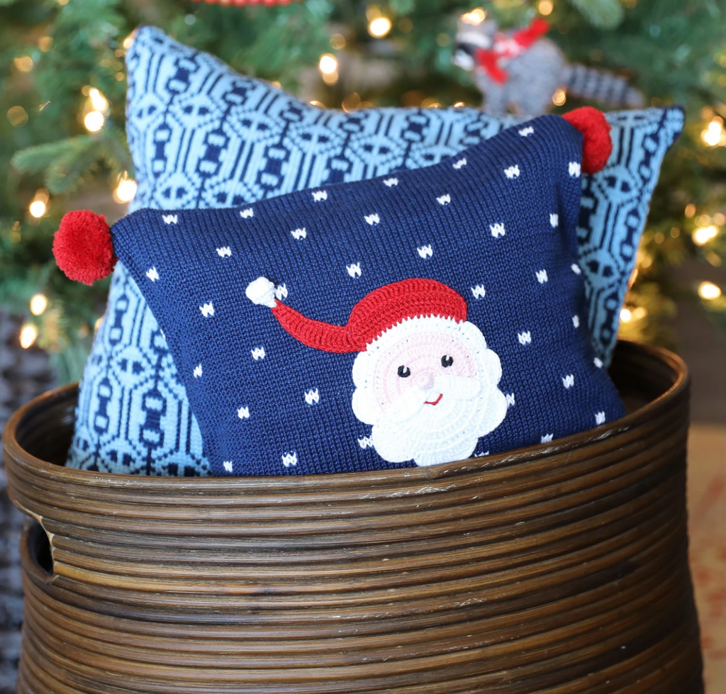Hand Knit Santa Christmas Pillow,  Fair Trade, Armenia