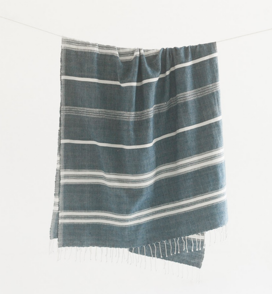 Hand Woven Striped Ethiopian Cotton Lightweight Throw (assorted colors)- Eco-Friendly, Fair Trade