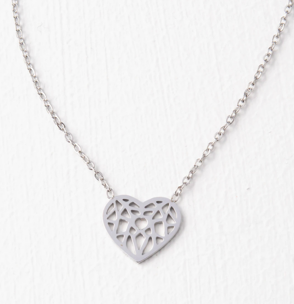 Silver Heart Pendant Necklace, Give freedom & create careers for exploited women!