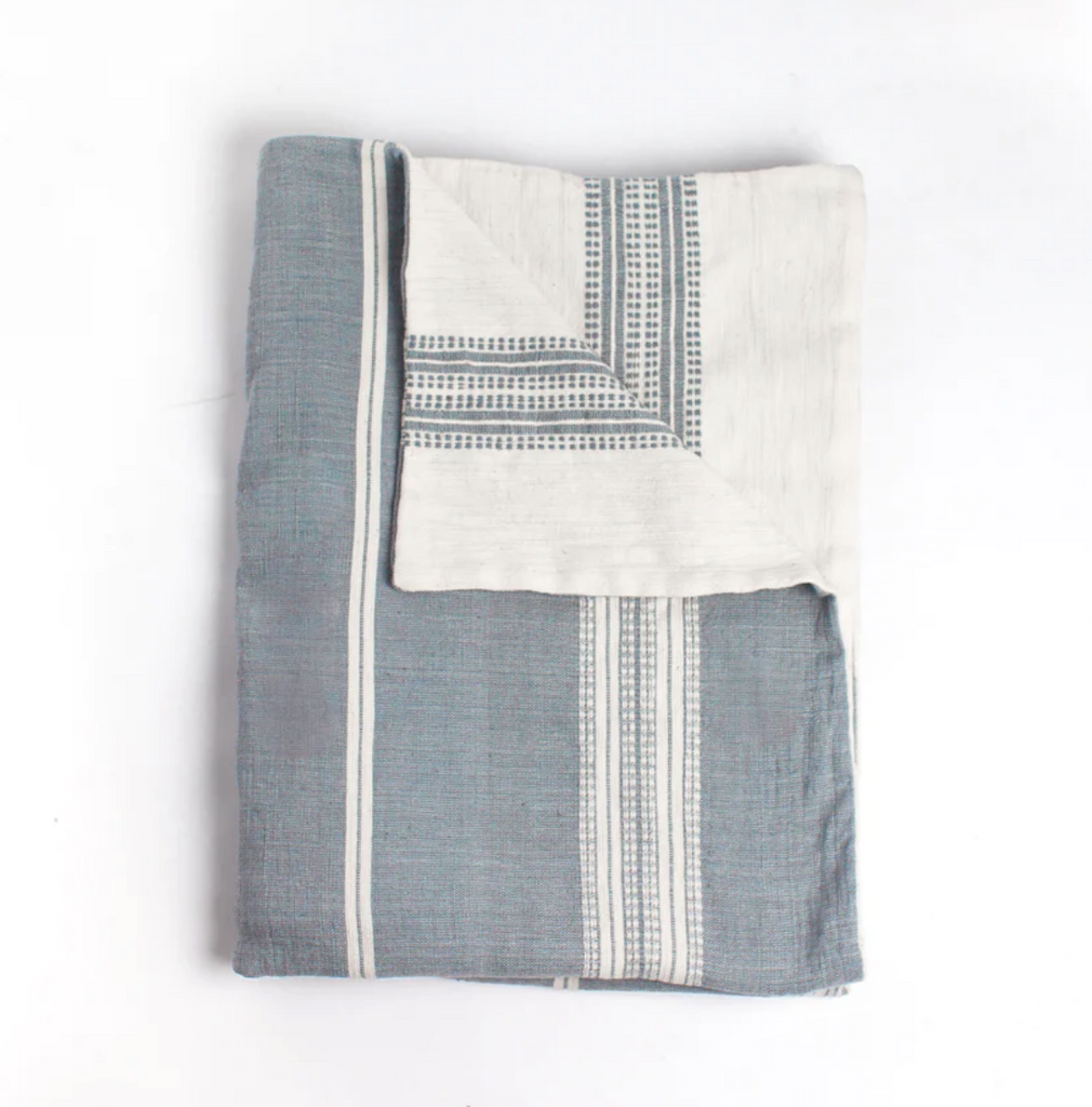 Ethiopian Hand-Spun Cotton Baby Blanket, Reversible, 51"x39" - Fair trade