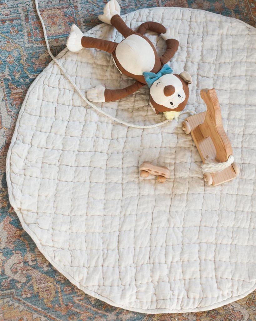 Hand-Woven Quilted Stone Washed Linen Baby Play Mat