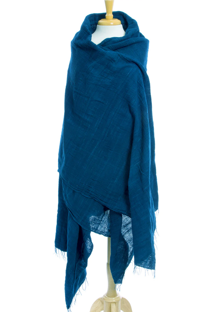 Blue Handspun Ethiopian Organic Cotton Throw, Wrap, Shawl or Table Cloth, Fair Trade