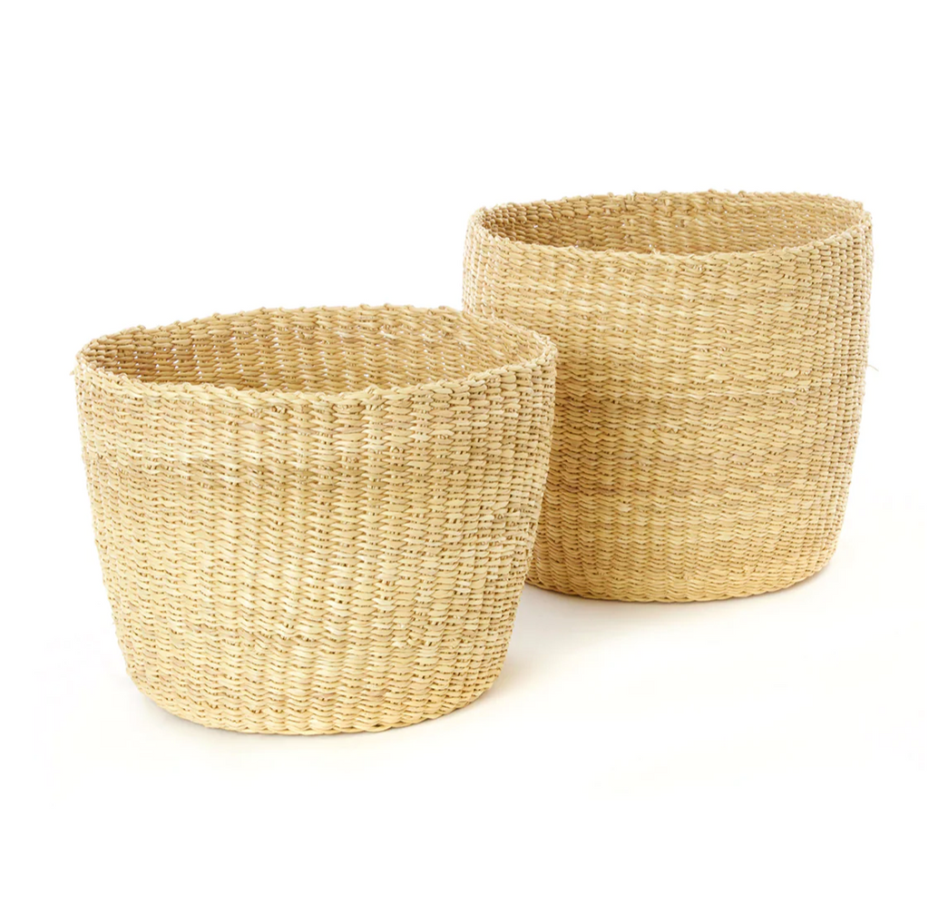 Two Handmade Natural Grass Nesting Baskets, Ghana, Fair Trade