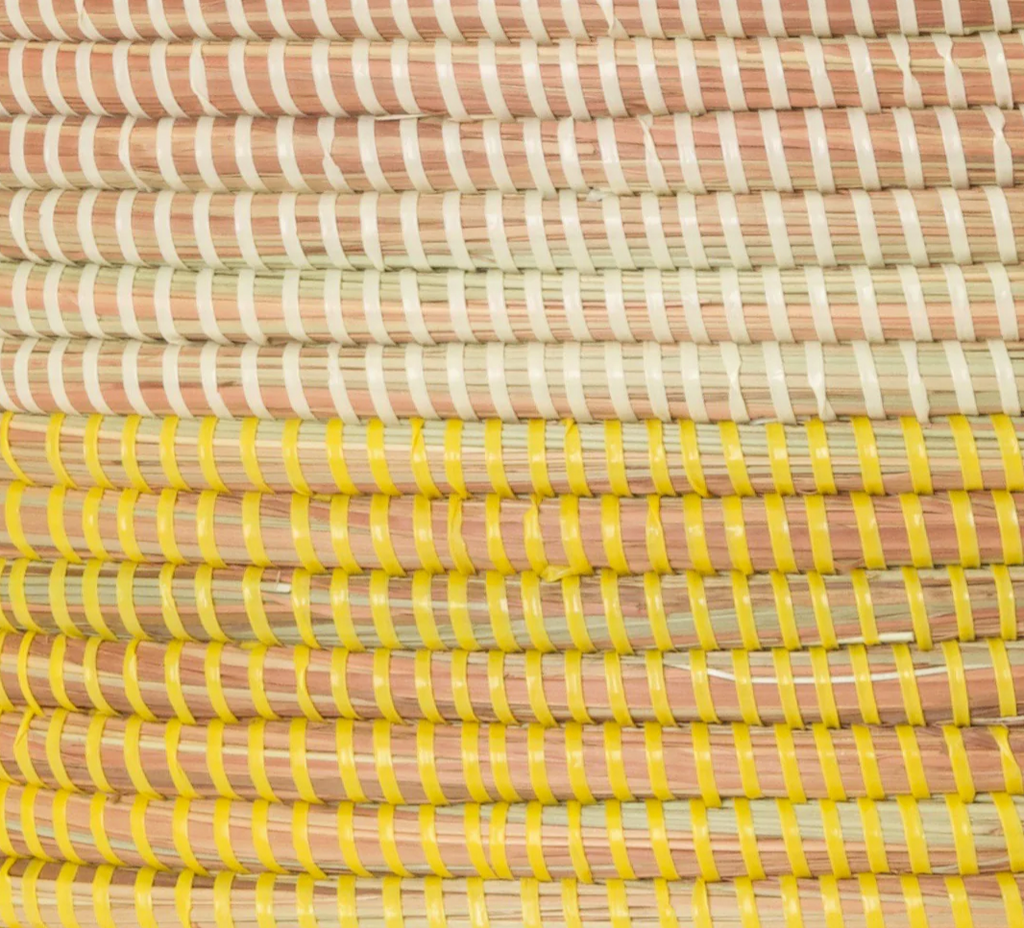 Handwoven Yellow Knitting Storage Basket, African Cattail, Fair Trade, Senegal