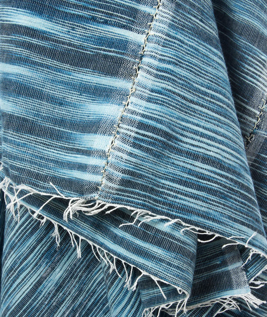 Blue Tones Handspun Ethiopian Organic Cotton Throw, Wrap, Shawl or Table Cloth, Fair Trade