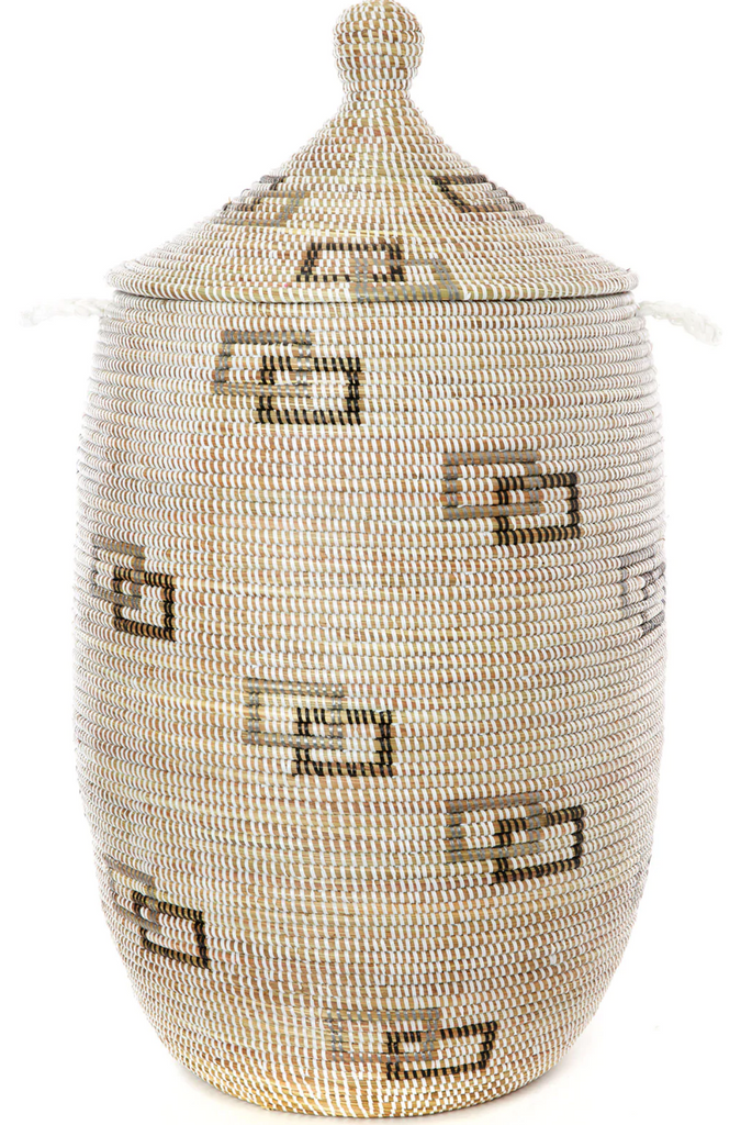 Large Hamper Storage Basket, Natural & Rectangles, Fair Trade & Eco-Friendly