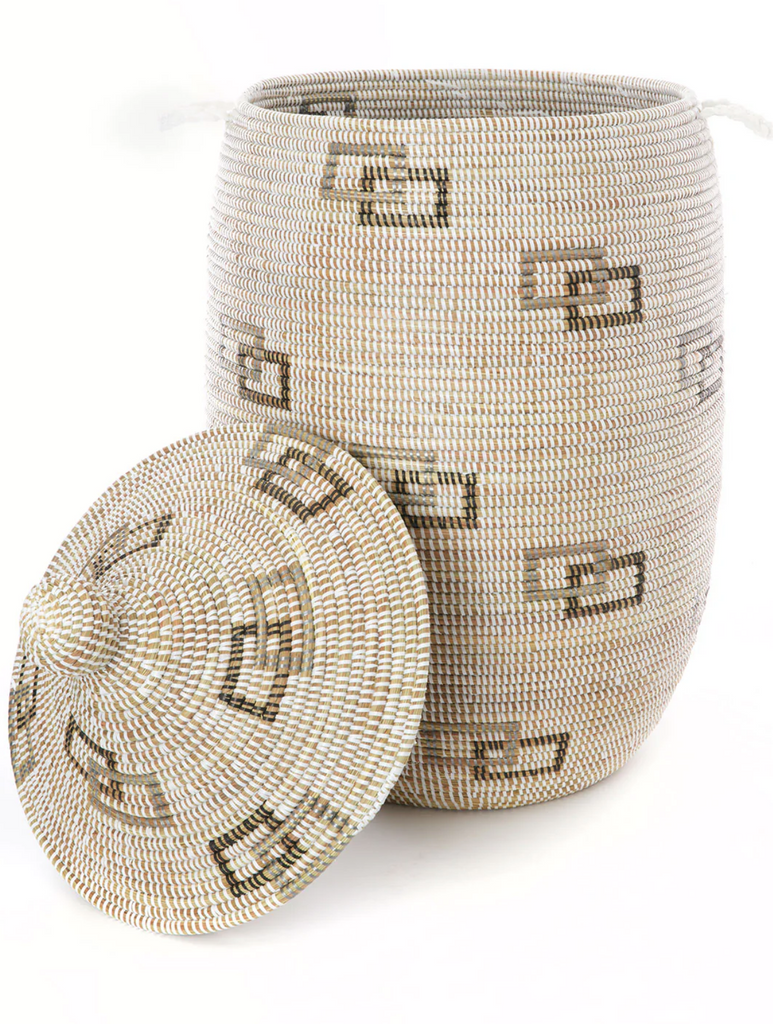 Large Hamper Storage Basket, Natural & Rectangles, Fair Trade & Eco-Friendly