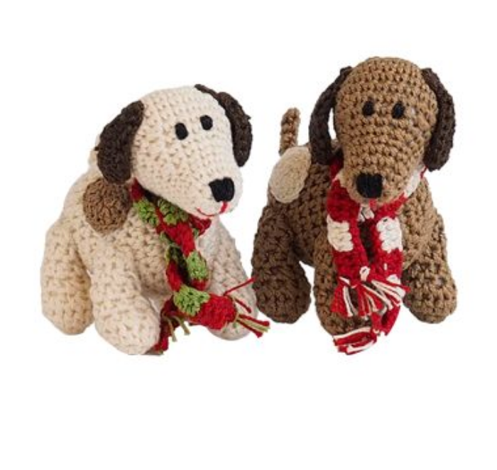 Set of 6 Hand Crocheted Spotted Dog Ornaments- Fair Trade, Armenia