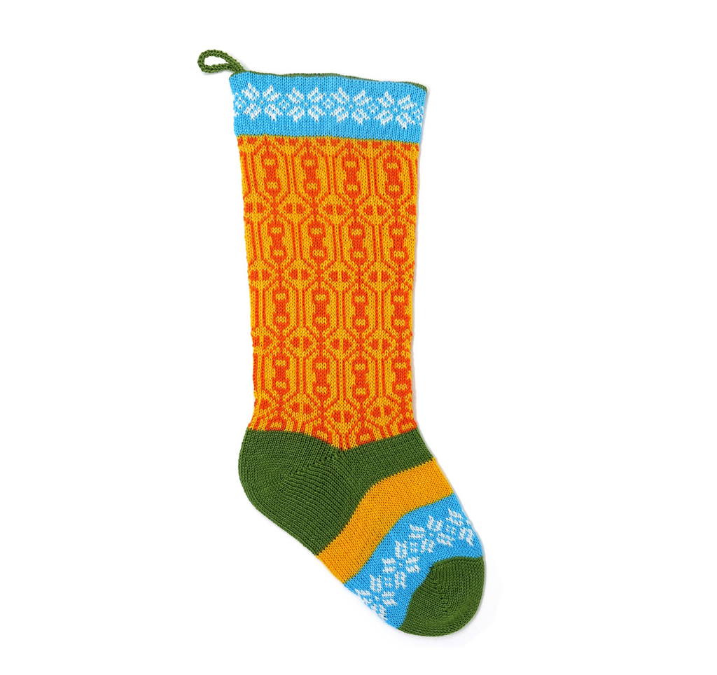 Hand Knit Colorful Yellow Christmas Stocking, Fair Trade, Armenia