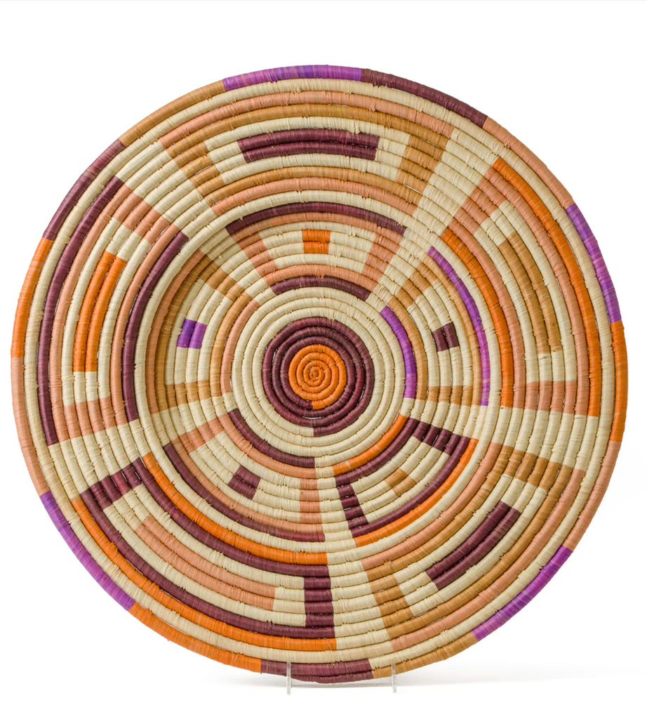 28"” Hand Woven Basket Plate Wall Art, Fair Trade, Uganda