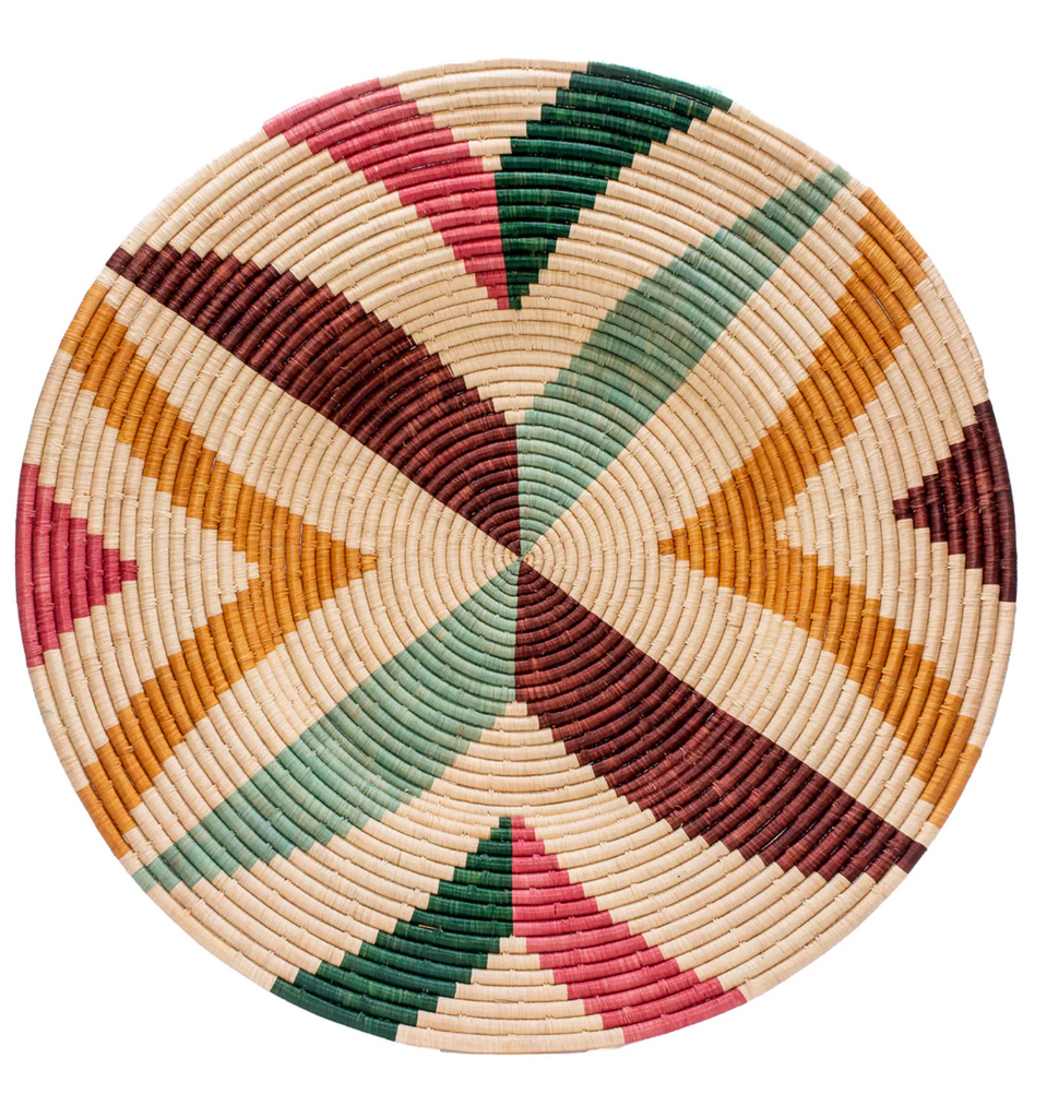 Extra Large 32"” Hand Woven Basket Wall Plate Art, Fair Trade, Uganda