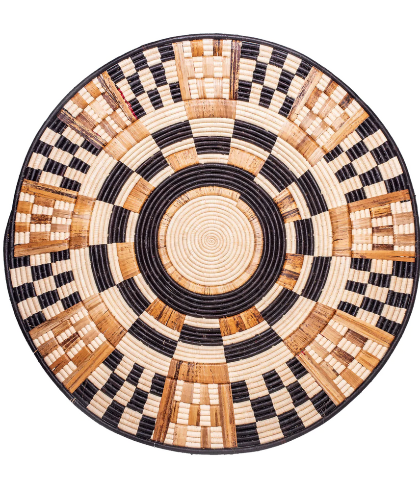 Extra Large 48” Hand Woven Basket Plate Wall Art, Fair Trade, Uganda