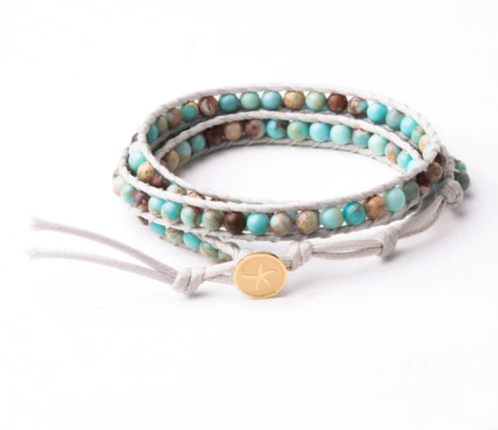 Turquoise bead Starfish Wrap Bracelet, Give freedom to exploited girls & women!