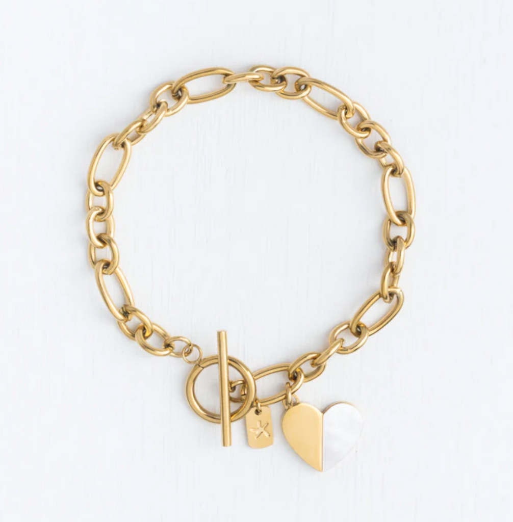 Gold Heart Hope Chain Link Bracelet, Give freedom to exploited girls & women!