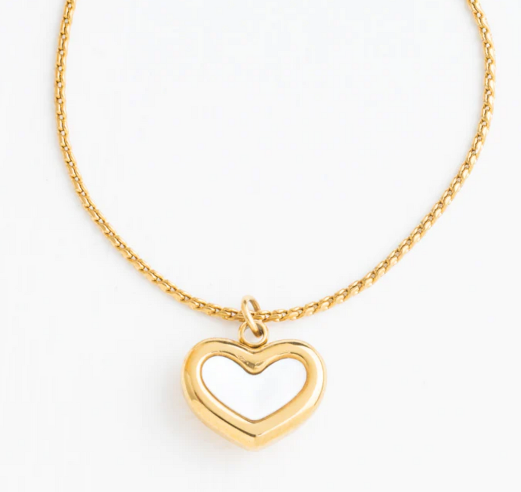 Mother of Pearl Gold Heart Pendant Necklace, Give freedom & create careers for exploited women!