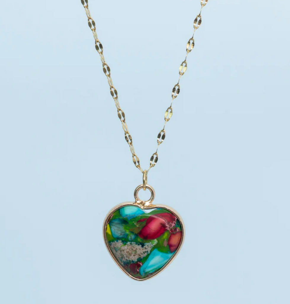 Rainbow Jasper Heart Necklace- Give Freedom To Girls & Women