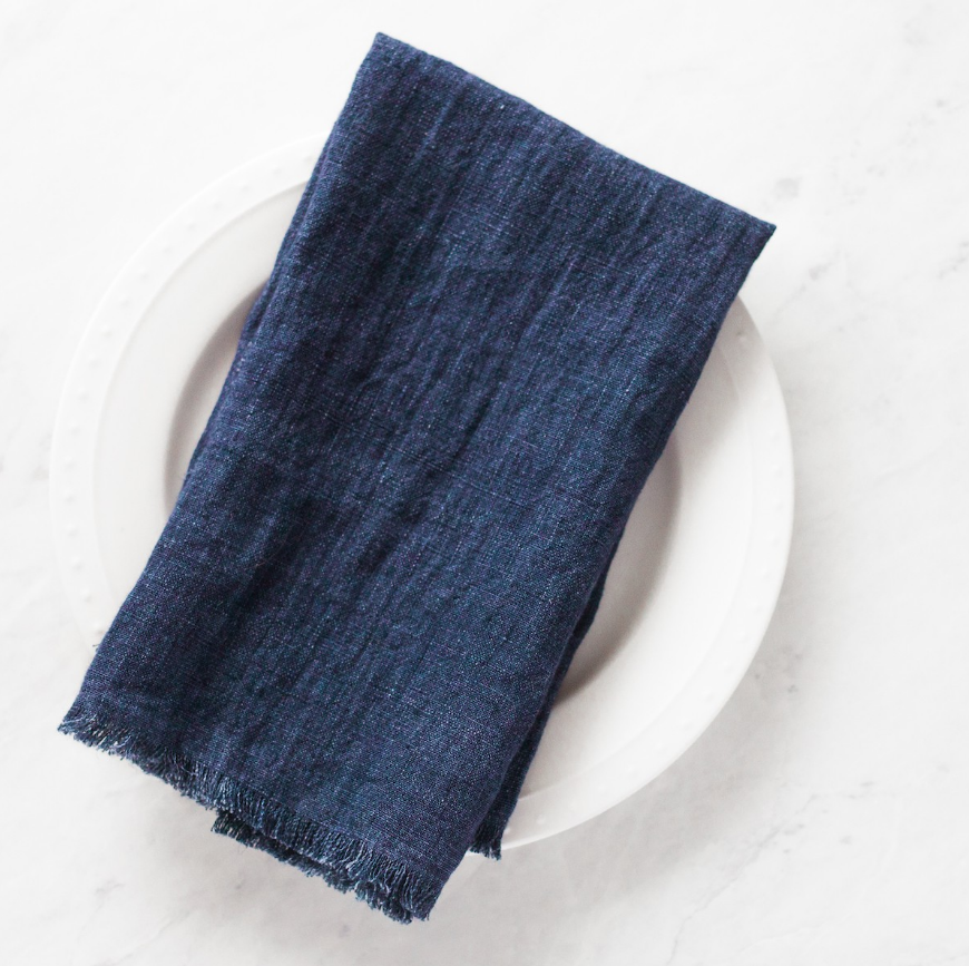 Set of 4 Hand Woven Stone Washed Linen Dinner Napkins- Eco-Friendly, Fair Trade