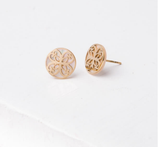 White & Gold Maile Stud Earrings, Give freedom & create careers for exploited girls & women!