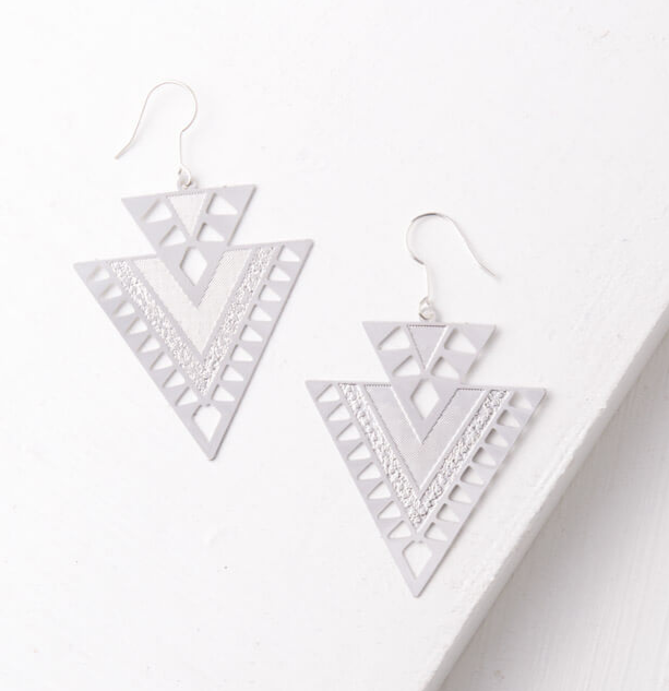 Silver or Gold Geometric Dangle Earrings, Give freedom to exploited girls & women!