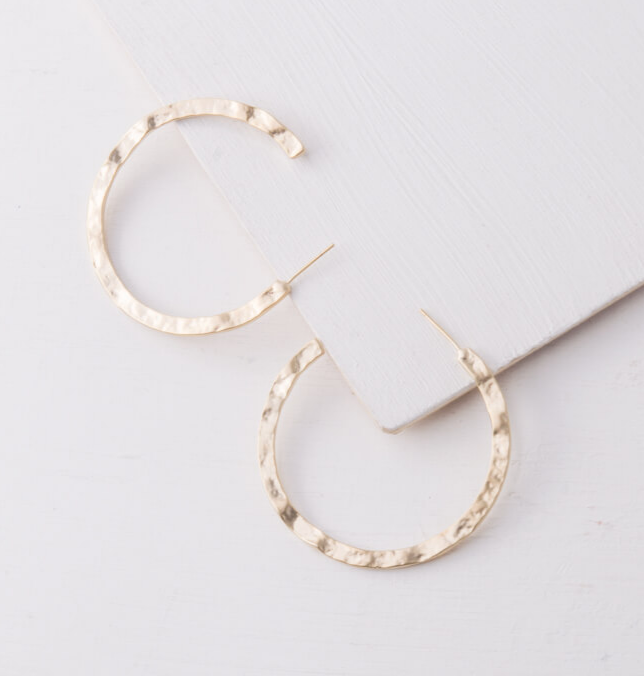 Gold Hammered Hoop Earrings, Give freedom & create careers for exploited girls & women!