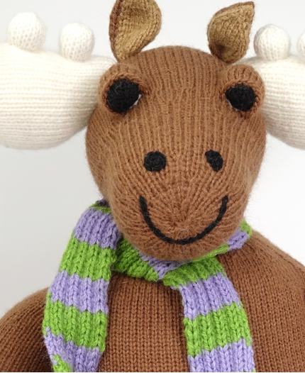 Hand Knit Large 20" Moose Stuffed Animal, Fair Trade