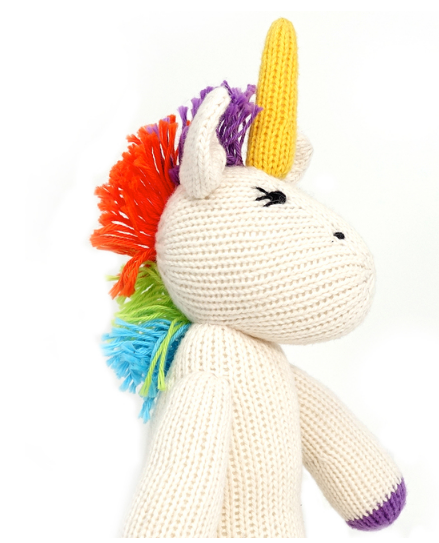 Hand Knit Unicorn Stuffed Animal, Fair Trade for Artisans