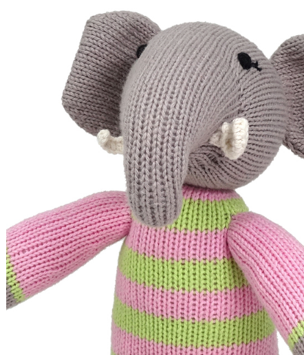 Hand Knit Cotton Elephant Stuffed Animal  - Support Fair Trade for Artisans