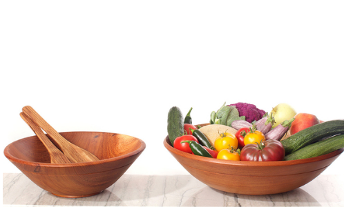 Large Hand Carved Mahogany Wood Salad, Chip & Fruit Bowl, Fair Trade