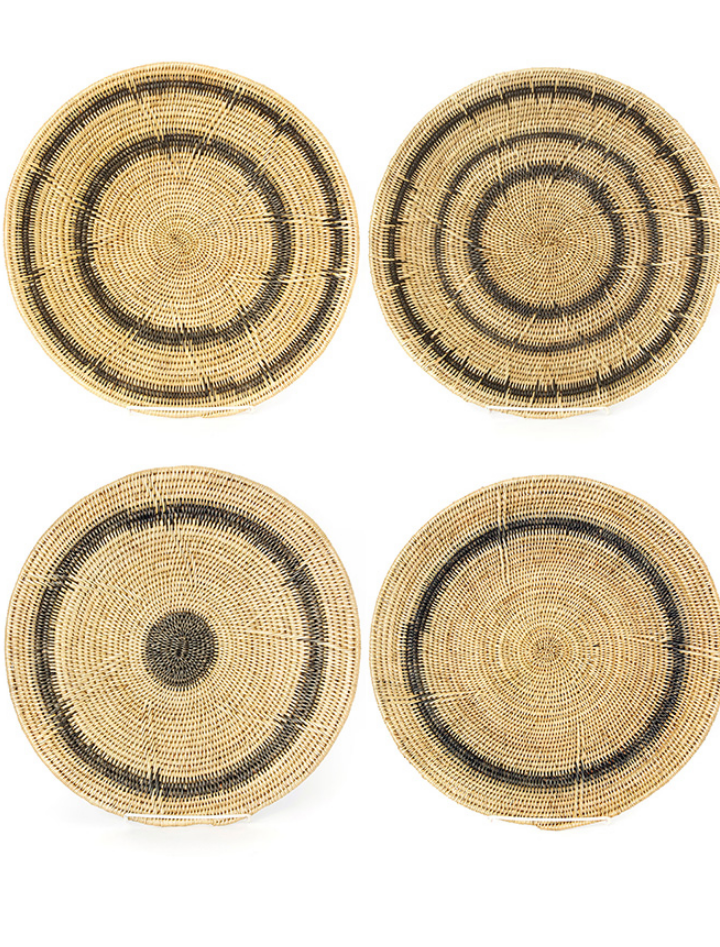 Hand Woven Black Ring Mekenge Root Wedding Baskets from Zambia, Fair Trade