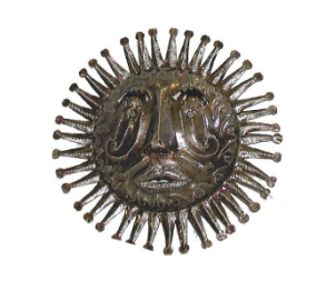 Sun Face Metal Wall Decor- handcrafted from steel drums in Haiti- Indoor/outdoor - Give Back Goods