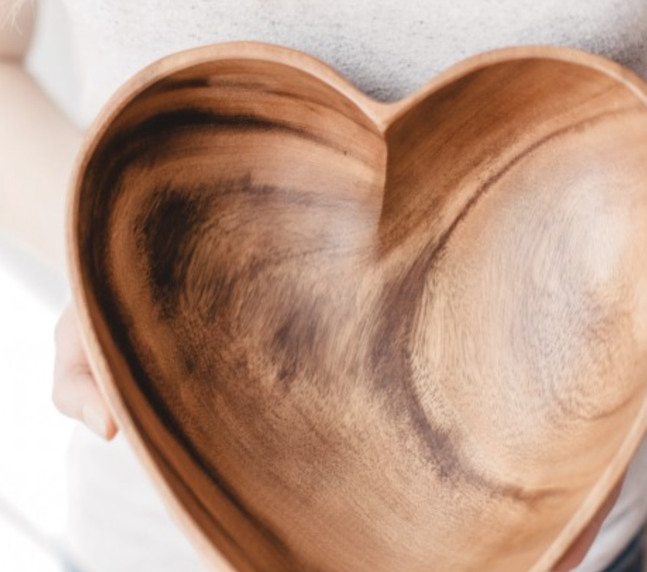 Acacia Wood Heart Bowl - 10" - Fair Trade, Sustainably Harvested- Creates Jobs, Sustains Communities - Give Back Goods